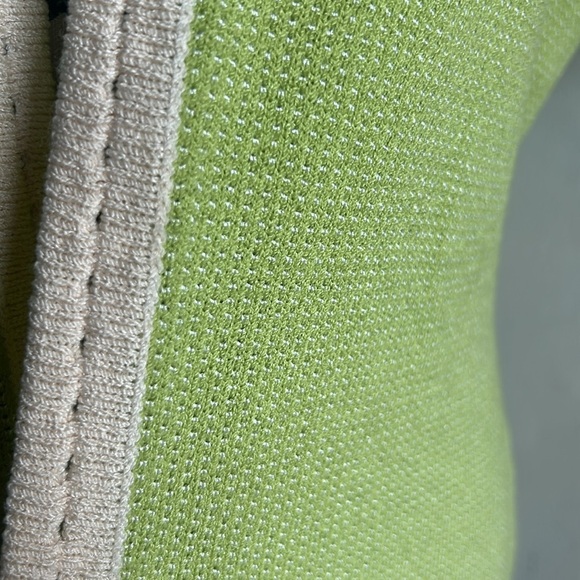 St. John By Marie Grey Tie Front Green Cream Cardigan Sweater Size 8 - Picture 7 of 9